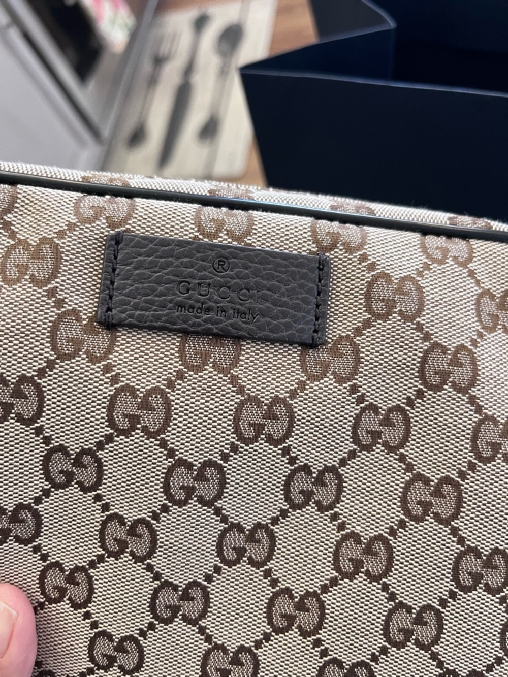 Gucci Beige Monogram Canvas Belt Bag with Brown Trim - Picture 12 of 13